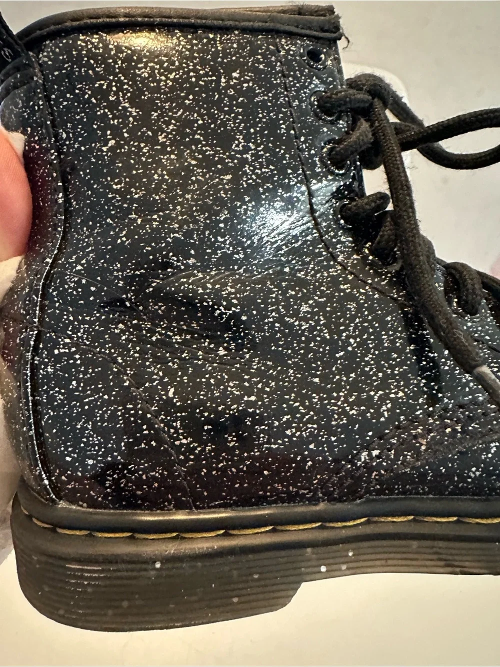 Dr. Martens Kids Black Glitter Lace-Up Boots